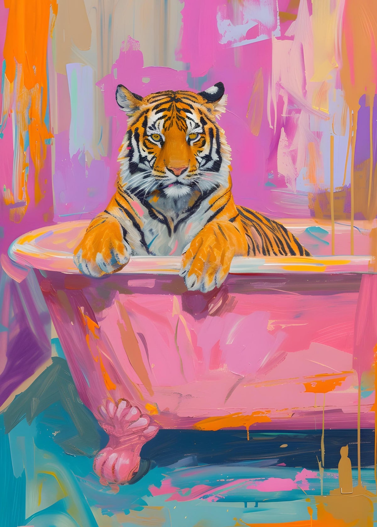 Tiger in a Pink Bath
