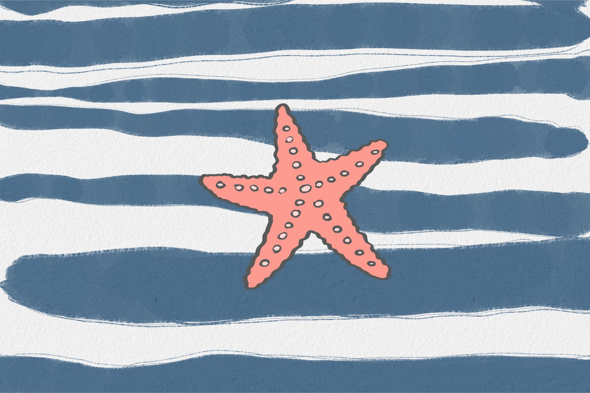 Starfish on Navy Stripes