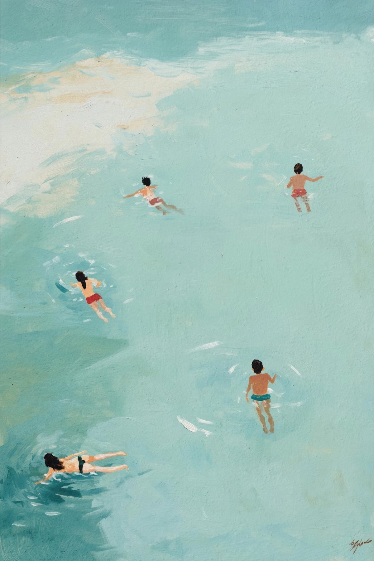 Swimmers in Teal Water