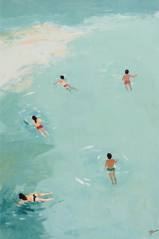Swimmers in Teal Water