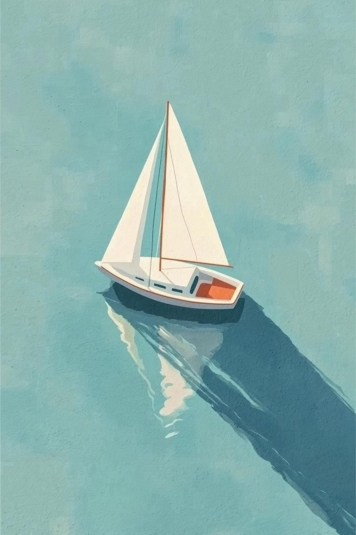Sailboat Shadow on Teal