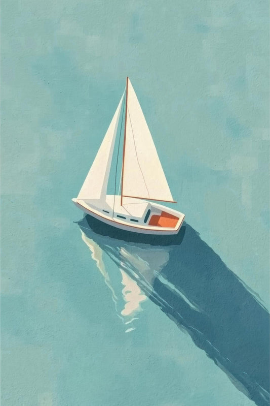 Sailboat Shadow on Teal