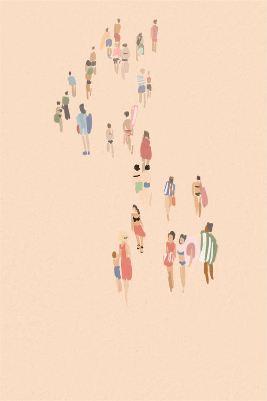 Beach Walkers on Peach Sand
