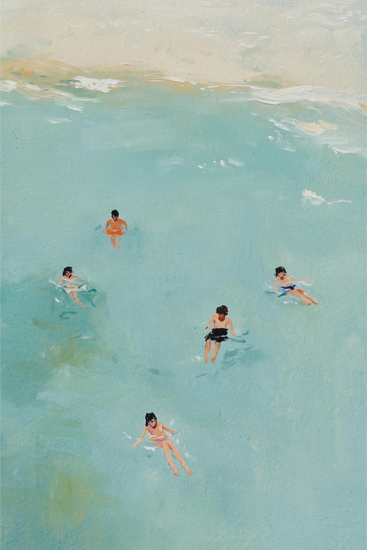 Swimmers in Pale Green Water