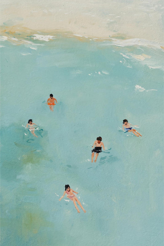 Swimmers in Pale Green Water