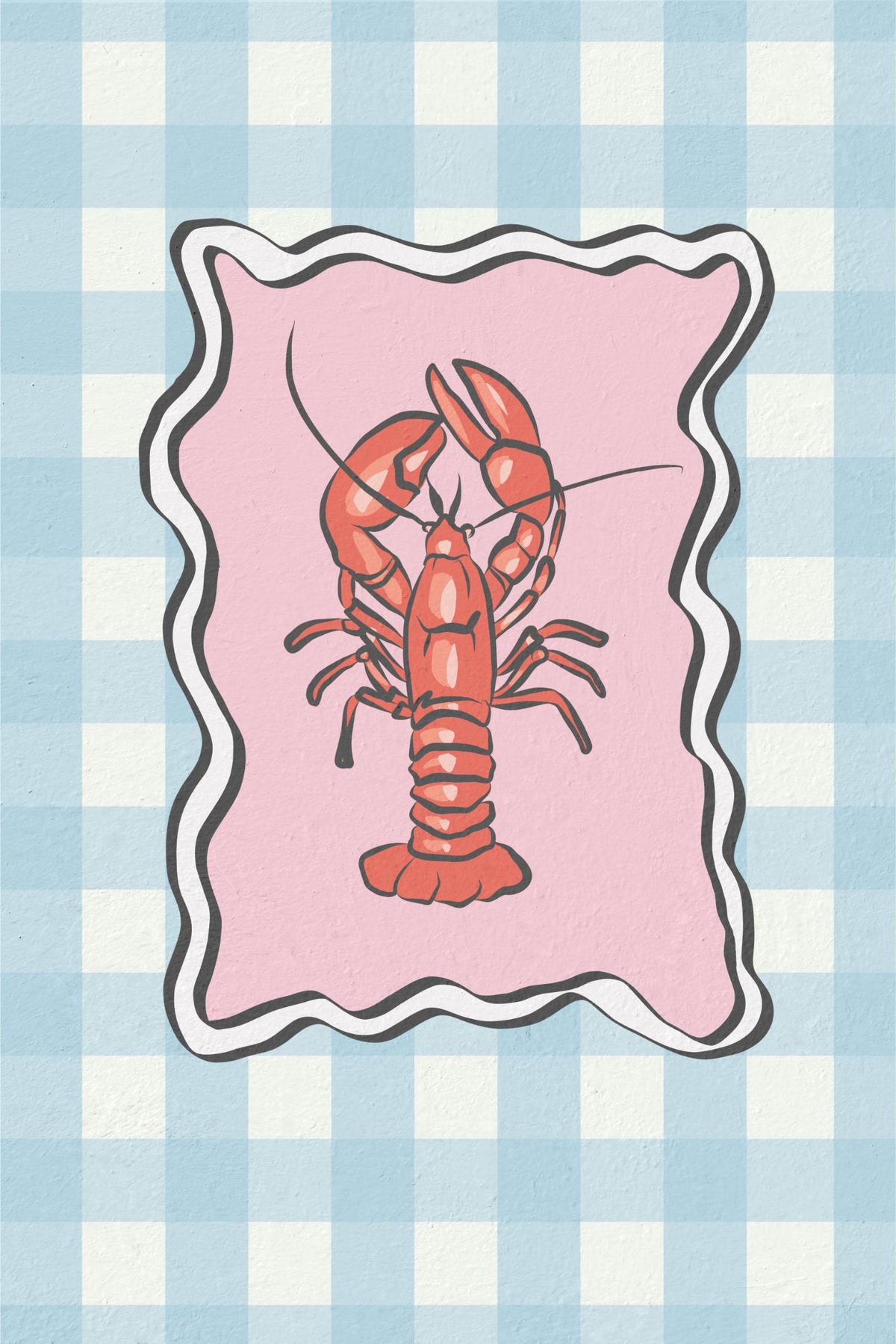 Lobster on Blue Gingham