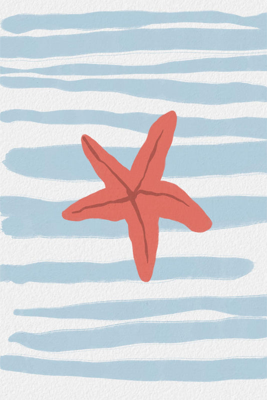 Starfish on Blue Stripes