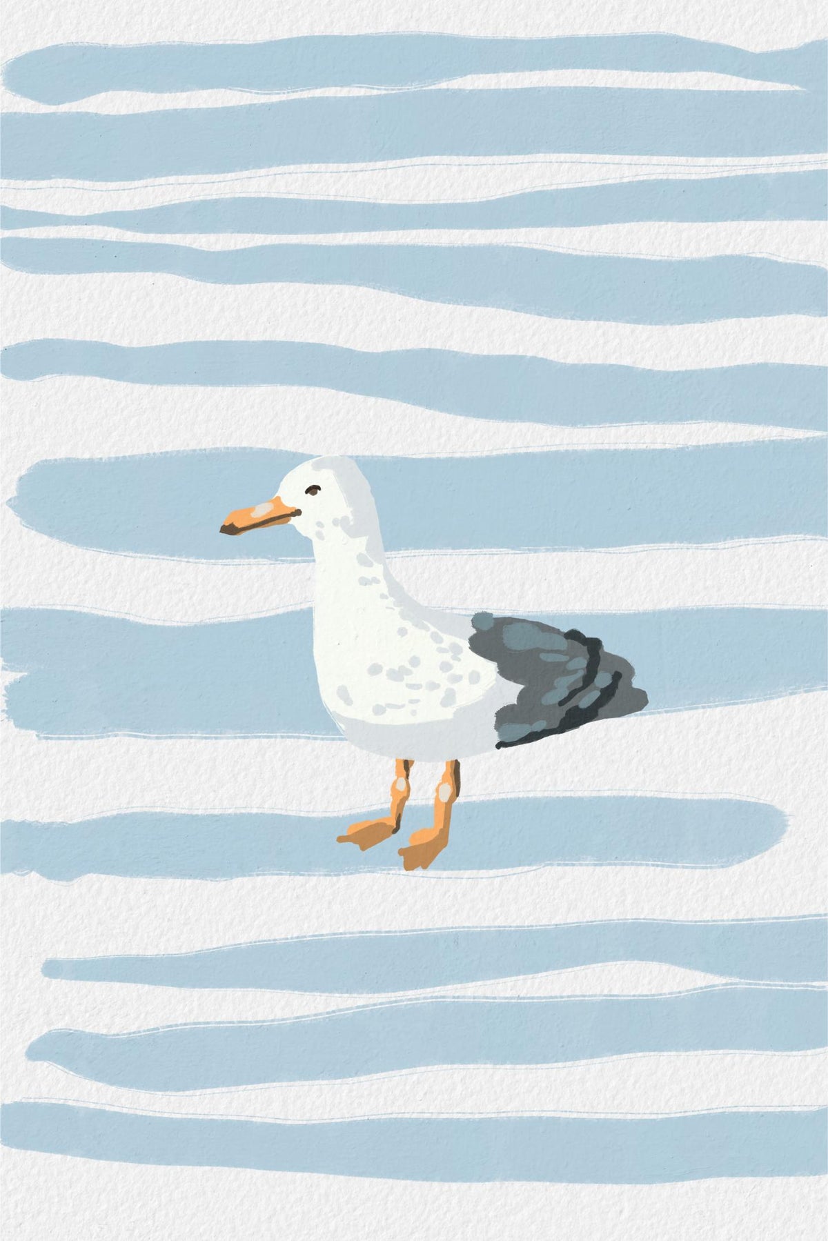Seagull on Blue Stripes