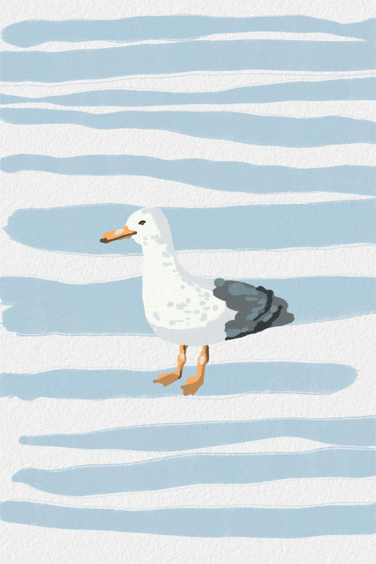 Seagull on Blue Stripes