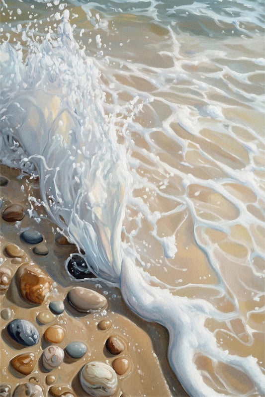 Shoreline Foam and Pebbles
