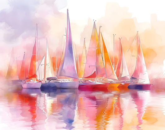 Pastel Sailboat Harbour