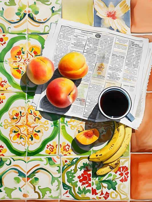 Breakfast on Patterned Tiles