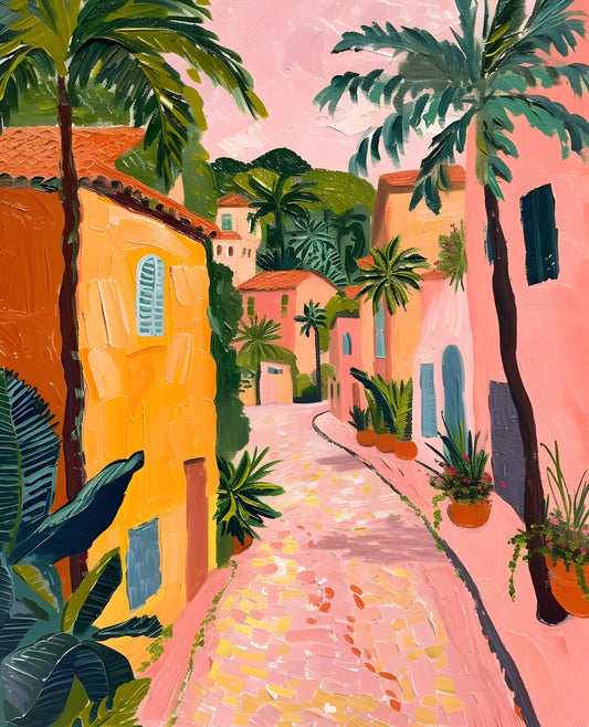 Sunny Pink Village Lane