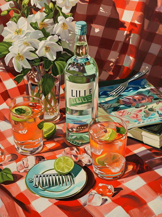 Picnic Table with Cocktails