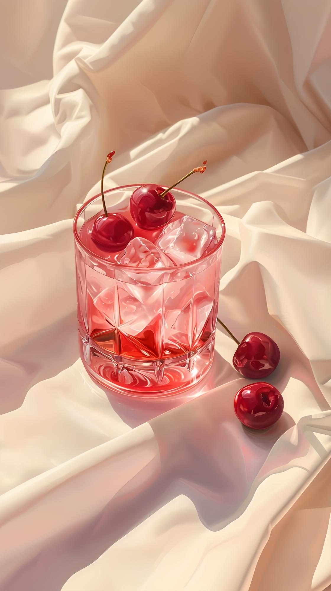 Cherry Cocktail on Silk